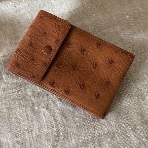 vintage Rumpp Ostrich Leather Wallet ID Card Holder